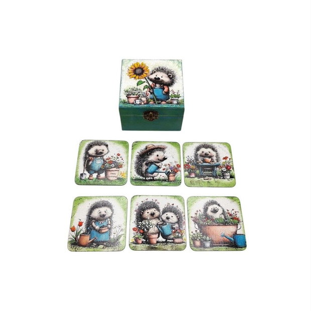 Set lemn decorat si pictat manual, Ariciul din gradina 4684