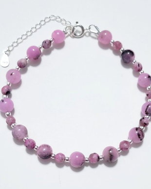 Bratara argint 925 cu agat cherry blossom, jasp sesame si hematit