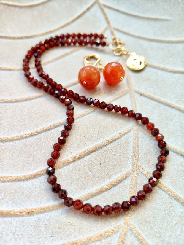 Colier Hesonit / granat portocaliu CHOKER