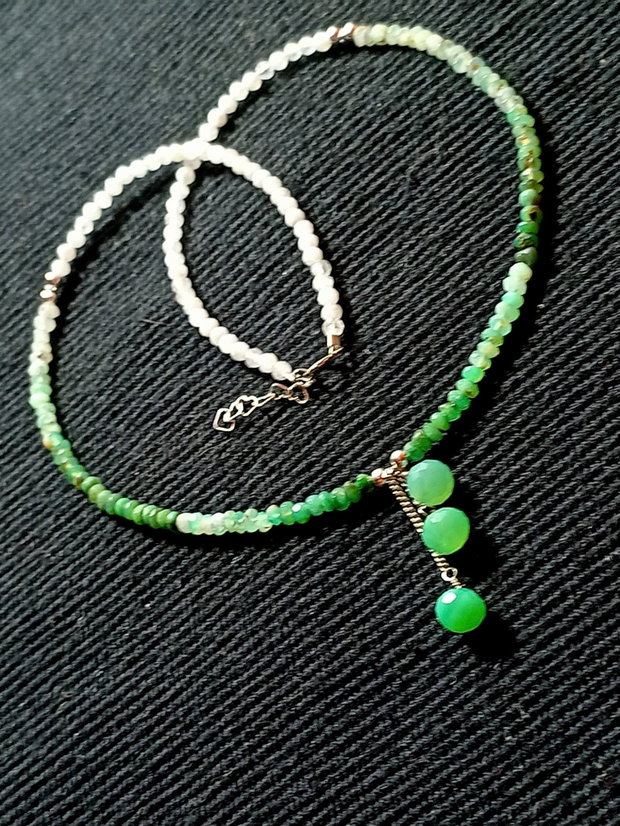 Colier argint crisopraz ombre piatra lunii onix verde onion minimalist degrade boho chic trendy