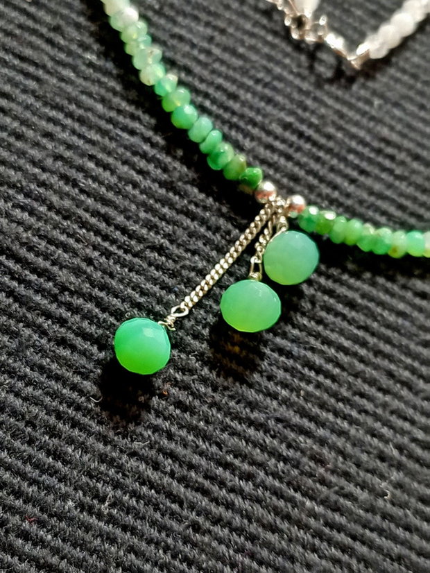 Colier argint crisopraz ombre piatra lunii onix verde onion minimalist degrade boho chic trendy