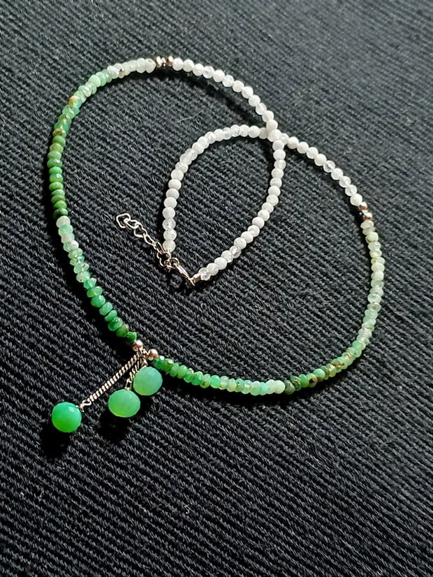 Colier argint crisopraz ombre piatra lunii onix verde onion minimalist degrade boho chic trendy