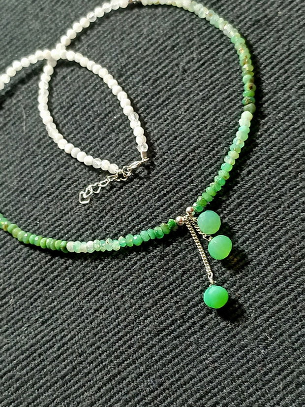 Colier argint crisopraz ombre piatra lunii onix verde onion minimalist degrade boho chic trendy