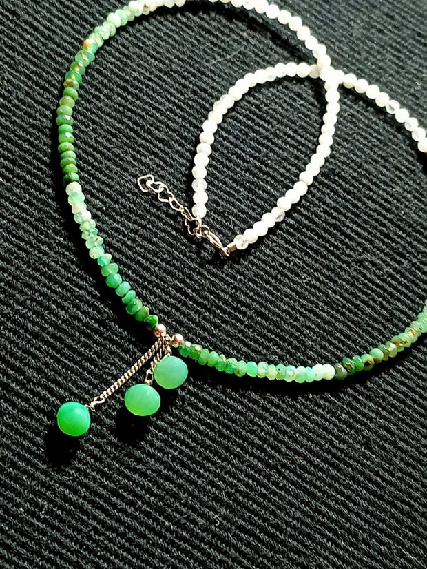 Colier argint crisopraz ombre piatra lunii onix verde onion minimalist degrade boho chic trendy