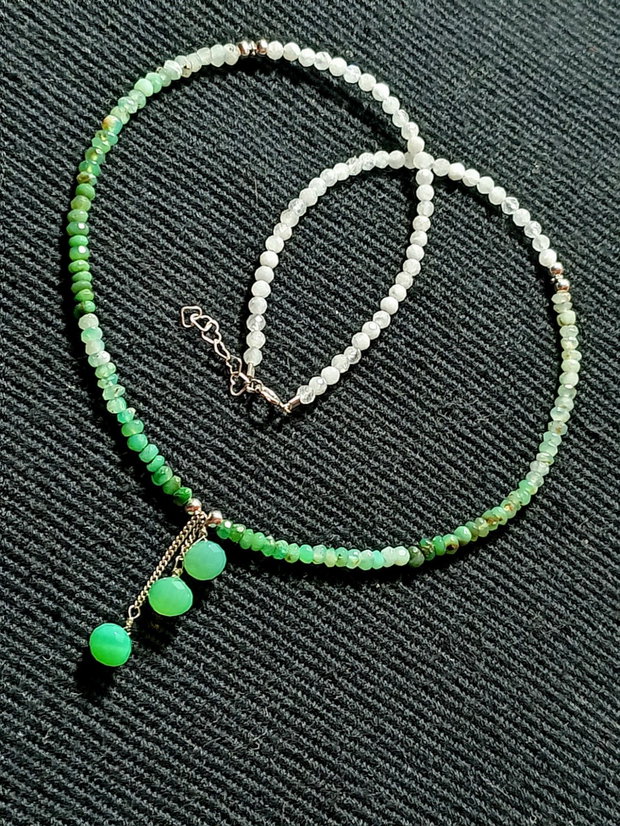 Colier argint crisopraz ombre piatra lunii onix verde onion minimalist degrade boho chic trendy