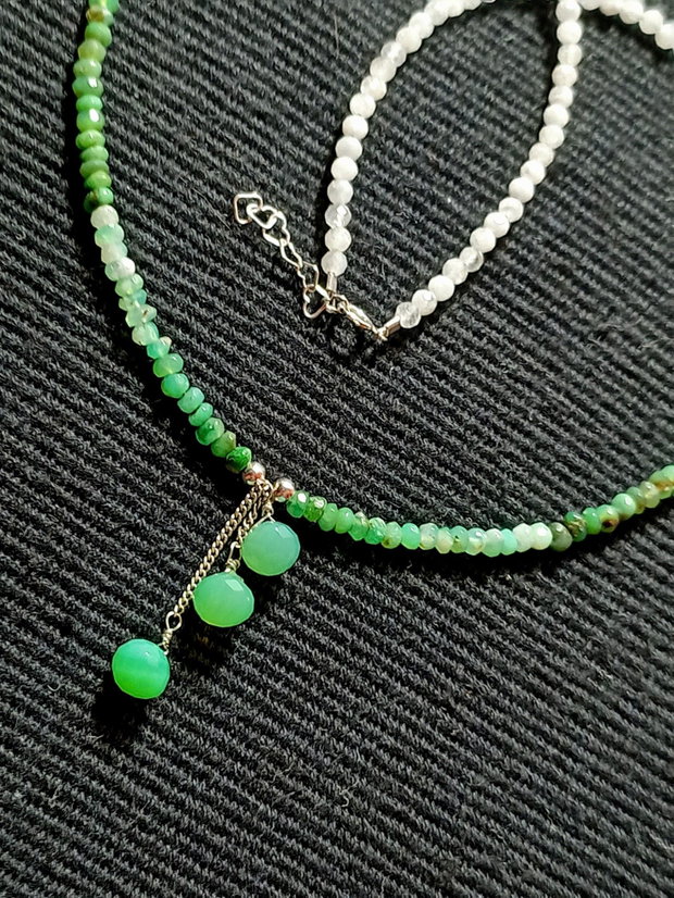Colier argint crisopraz ombre piatra lunii onix verde onion minimalist degrade boho chic trendy