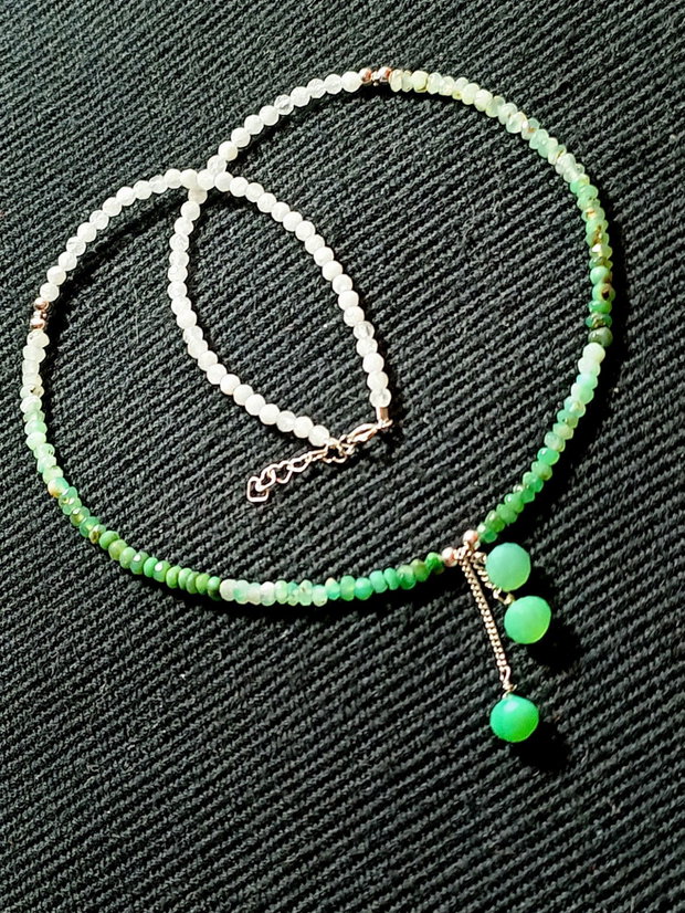 Colier argint crisopraz ombre piatra lunii onix verde onion minimalist degrade boho chic trendy