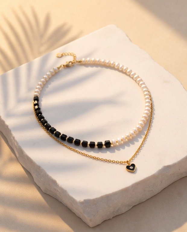 Set Colier - Pearls & Black Shadows