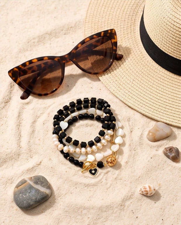 Set Brățări- Pearls & Black Shadows