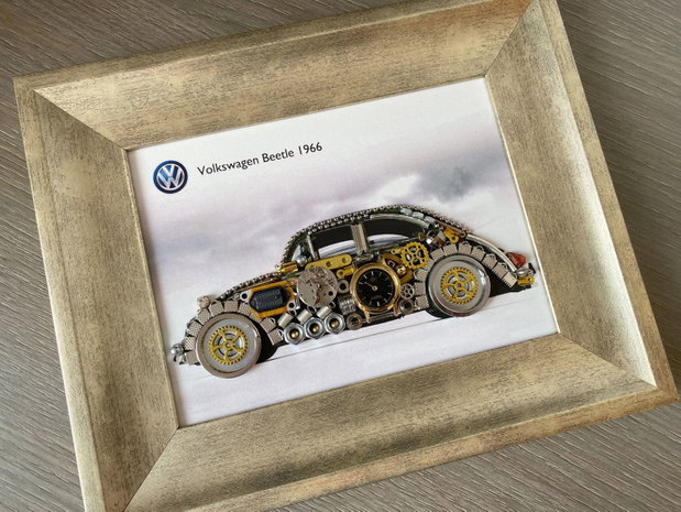 Masina model Volkswagen Beetle 1966 Cod M 723・Cadouri zile de nastere・Mecanism de ceas vintage・Cadou ziua Indragostitilor