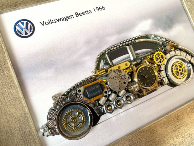 Masina model Volkswagen Beetle 1966 Cod M 723・Cadouri zile de nastere・Mecanism de ceas vintage・Cadou ziua Indragostitilor