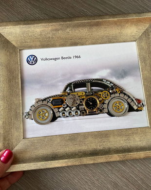 Masina model Volkswagen Beetle 1966 Cod M 723・Cadouri zile de nastere・Mecanism de ceas vintage・Cadou ziua Indragostitilor