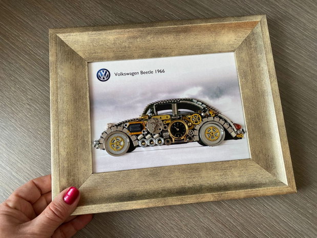 Masina model Volkswagen Beetle 1966 Cod M 723・Cadouri zile de nastere・Mecanism de ceas vintage・Cadou ziua Indragostitilor