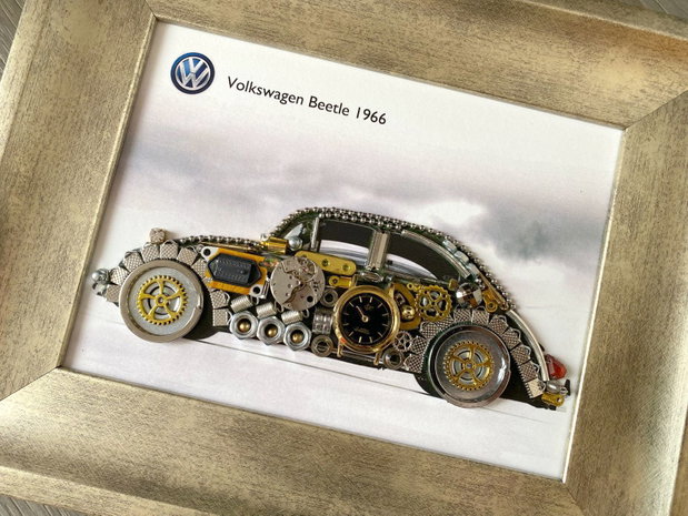 Masina model Volkswagen Beetle 1966 Cod M 723・Cadouri zile de nastere・Mecanism de ceas vintage・Cadou ziua Indragostitilor
