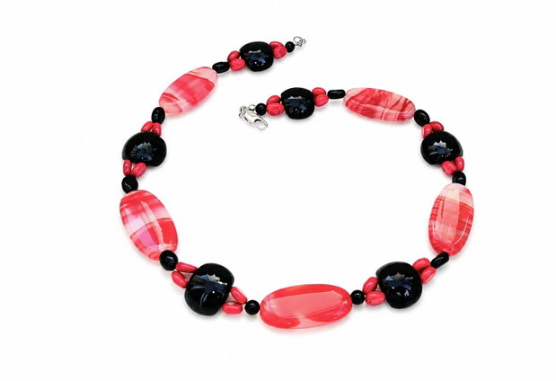 Colier onix, agat, coral
