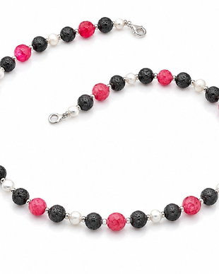 Colier lava, coral, perle