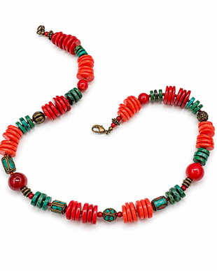 Colier coral, turcoaz