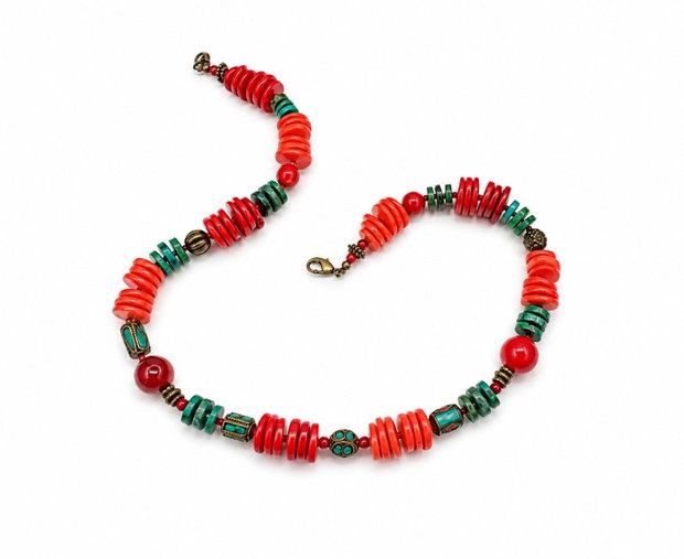 Colier coral, turcoaz
