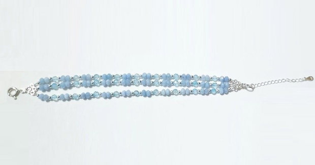 Bratara argint 925 cu jad Malaysia bleu, topaz bleu si hematit