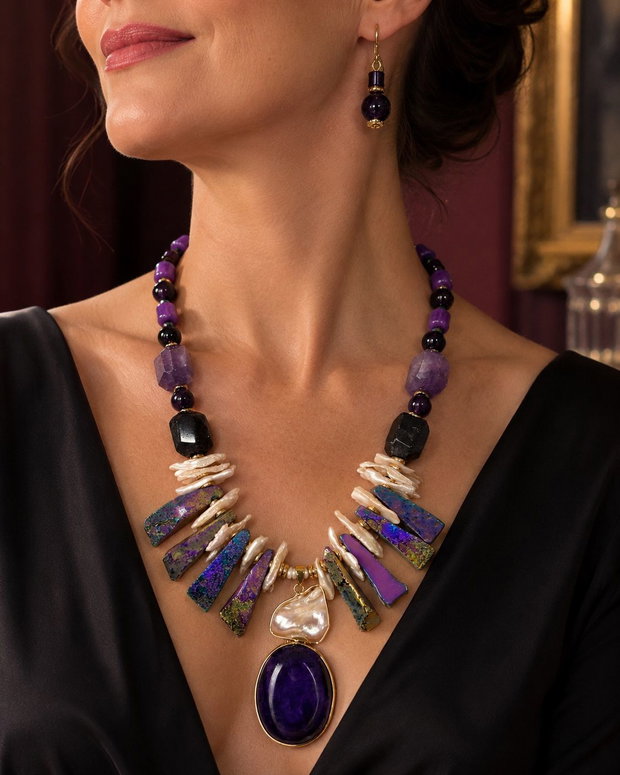 SET~AFTER MIDNIGHT~ametist,perle,hematit,agate,inox