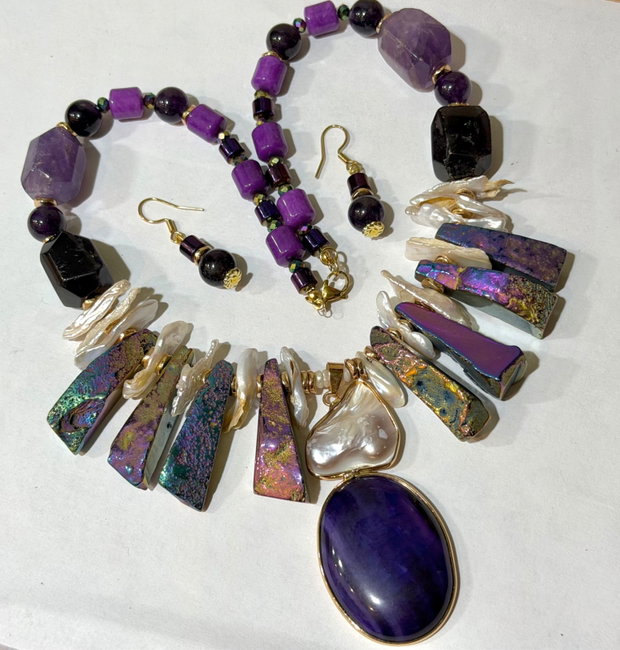 SET~AFTER MIDNIGHT~ametist,perle,hematit,agate,inox
