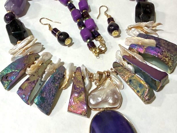 SET~AFTER MIDNIGHT~ametist,perle,hematit,agate,inox
