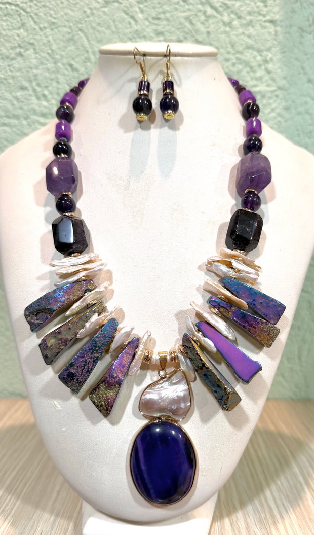 SET~AFTER MIDNIGHT~ametist,perle,hematit,agate,inox
