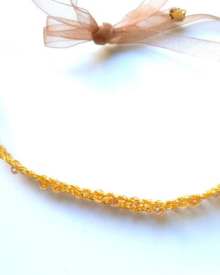 Bentita de par din cupru gilt cu margele si organza
