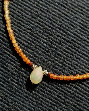 Colier argint opal de foc etiopian hessonit ombre degrade lant argint minimalist boho chic trendy