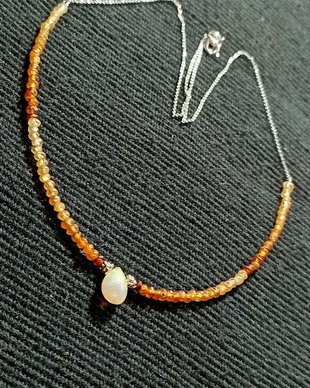 Colier argint opal de foc etiopian hessonit ombre degrade lant argint minimalist boho chic trendy
