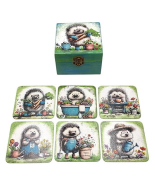 Set lemn decorat si pictat manual,  Ariciul gradinar 4685