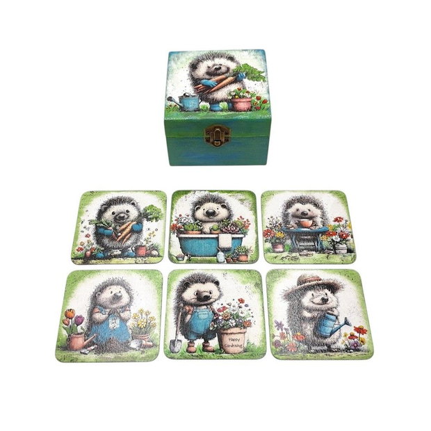Set lemn decorat si pictat manual,  Ariciul gradinar 4685