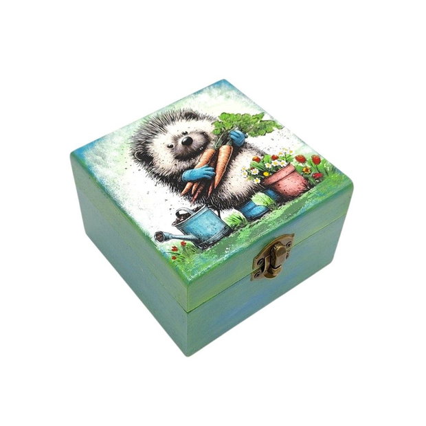 Set lemn decorat si pictat manual,  Ariciul gradinar 4685