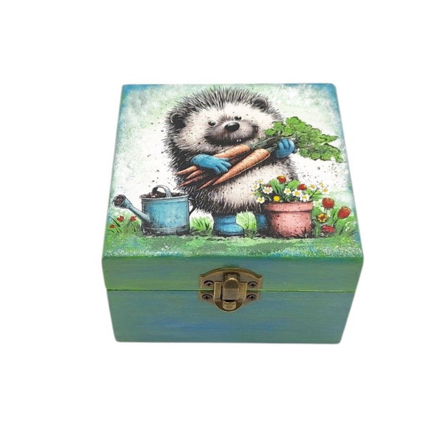 Set lemn decorat si pictat manual,  Ariciul gradinar 4685