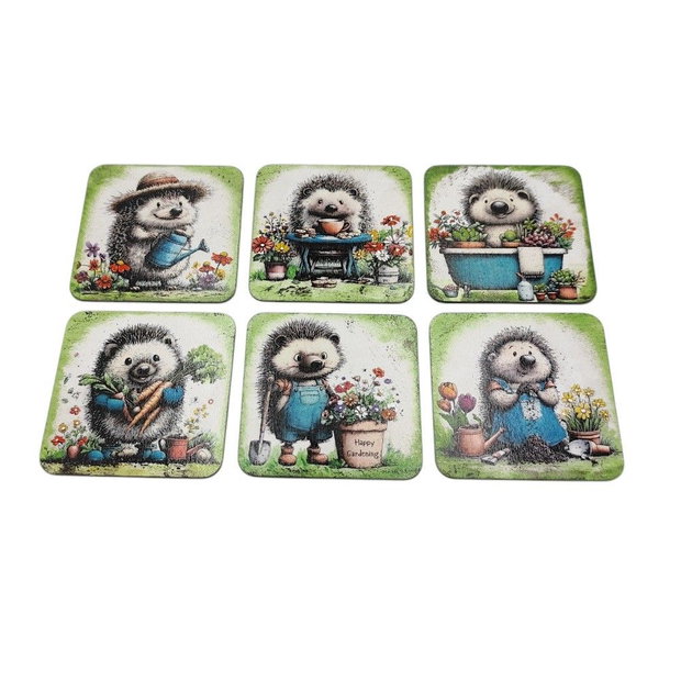 Set lemn decorat si pictat manual,  Ariciul gradinar 4685