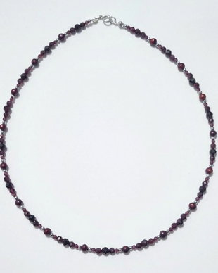 Colier argint 925 cu granat, perle de cultura si hematit
