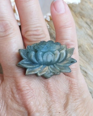 Inel lotus, labradorit - reglabil