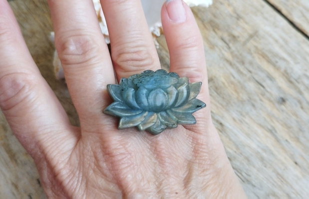 Inel lotus, labradorit - reglabil