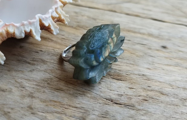 Inel lotus, labradorit - reglabil