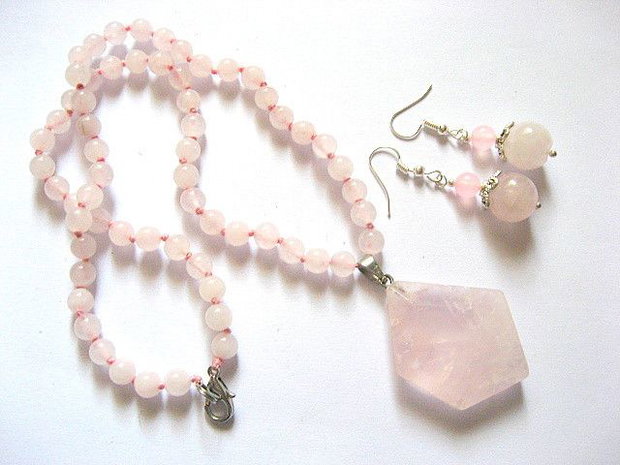 set bijuterii cu cuart roz 52555