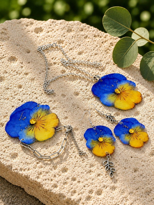 Set bijuterii Panseluțe rașină 01886