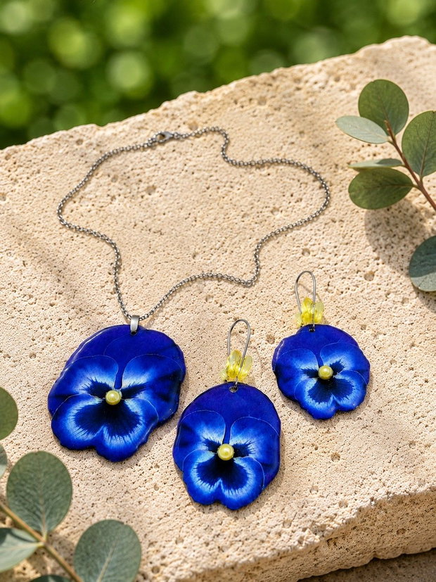 Set bijuterii Panseluțe rășină 01882