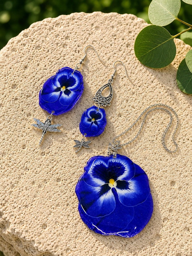 Set bijuterii Panseluțe rășină 01873