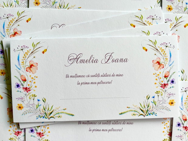 Plicuri bani botez fetițe- model floral