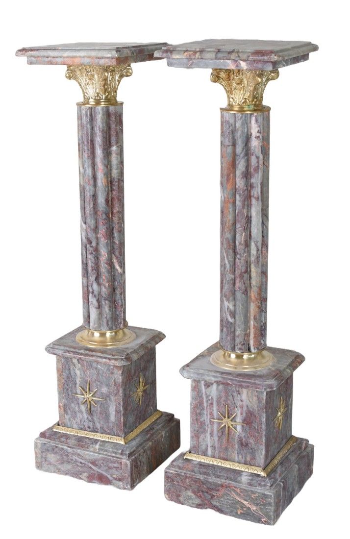 Set doua piedestaluri baroc din marmura