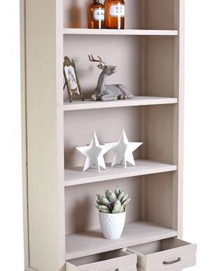 Biblioteca Shabby Chic din lemn masiv bej