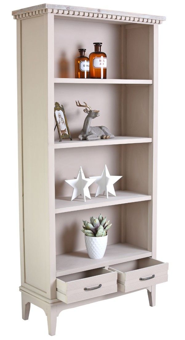 Biblioteca Shabby Chic din lemn masiv bej