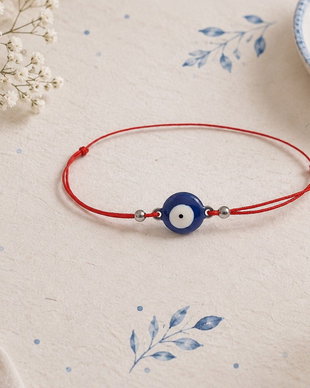 Bratara snur si link evil eye inox emailat