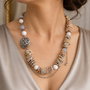 SET~ROSE SATIN~perle,agate,hematit,zamac,inox