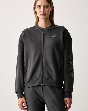 EA7 Emporio Armani hanorac cu fermoar pentru femei cu bumbac